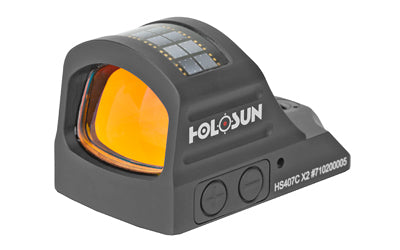 Holosun Technologies, 407C-X2, Red Dot, 2 MOA, Black, Side Battery, Solar Failsafe, Mount Not Included